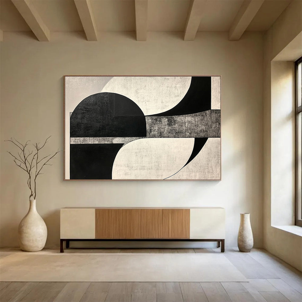 Monochromatic Geometric Forms Abstract Painting DYP099