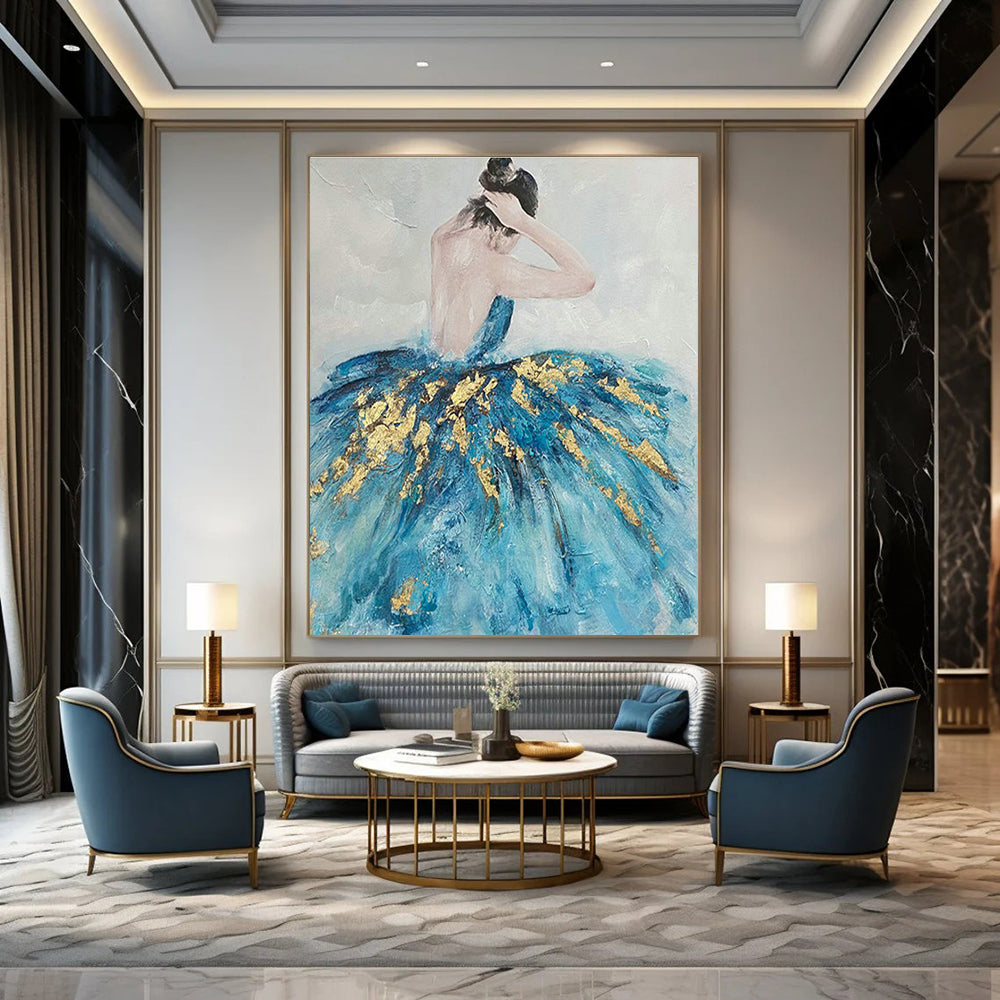 Hand-Painted Abstract Art with Embossed Details for Bedroom & Office DLZ1421