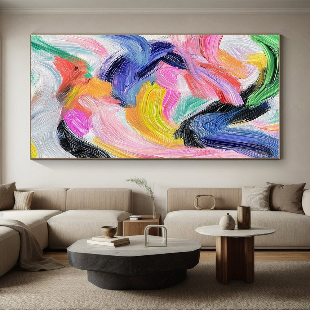 Vibrant Color Swirl Abstract Painting with Bold Brushstrokes GER231