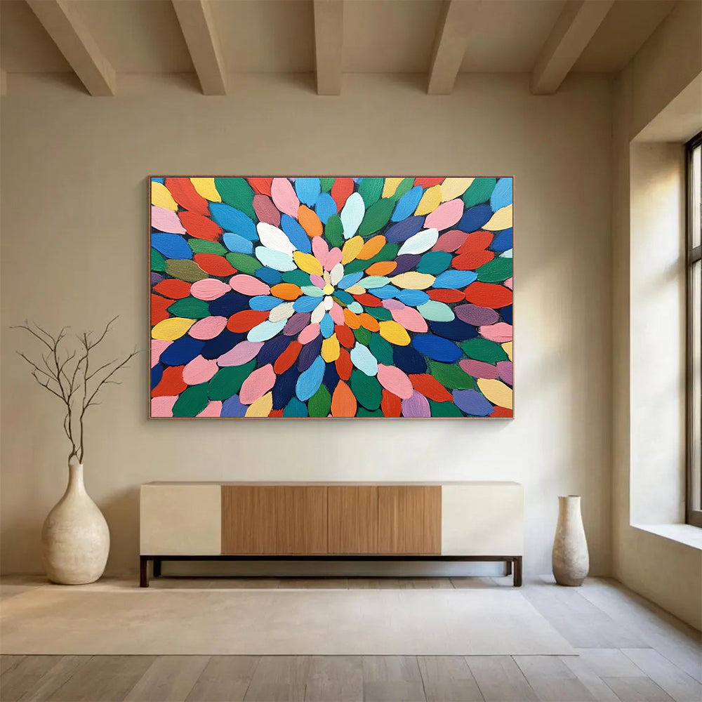 Colorful Petal - Shaped Abstract Painting with Bright Colors DYP117