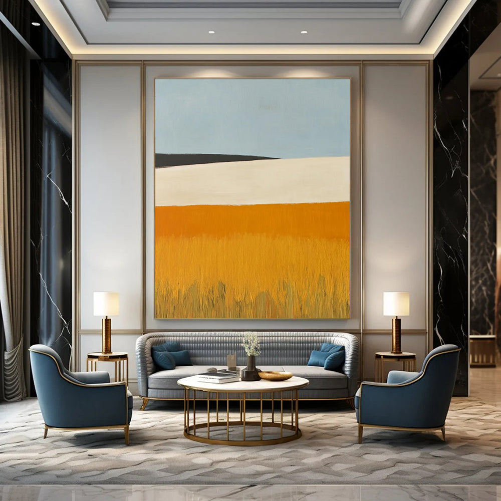 Minimalist Landscape Abstract Painting with Bold Color Blocks ADGE434