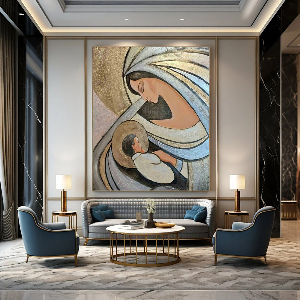 Monumental Custom-Enhanced Hand Painted Abstract Wall Decor for Cottage & Living Room DLZ2110
