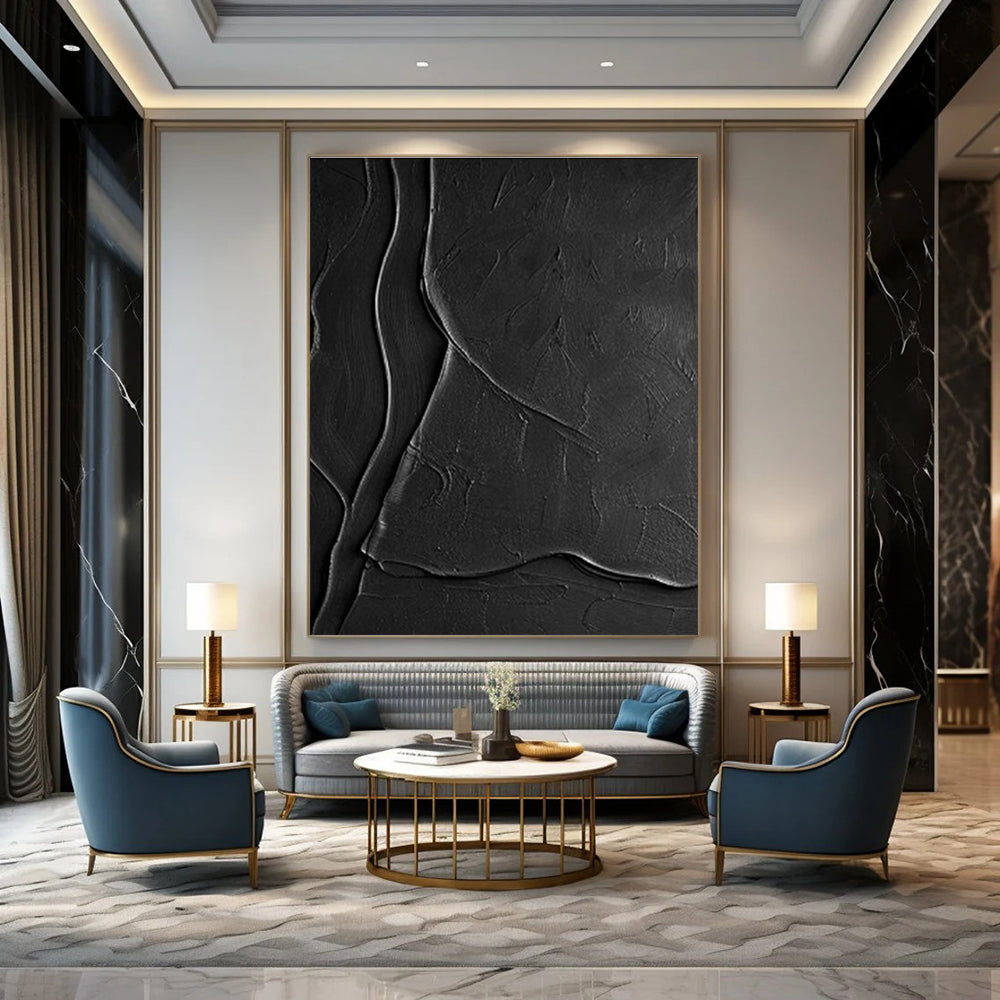 Oversized Custom Hand-Painted Abstract Canvas for Cottage Living Room Firewood Storage and Office Supply Cabinet Wall DLZ1970