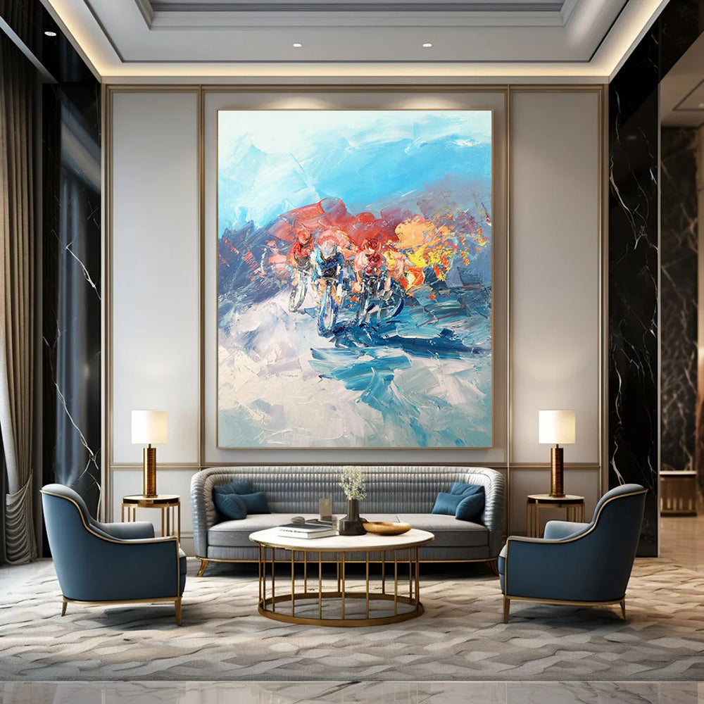 Cycling Race Abstract Painting with Dynamic Colors ADGE532
