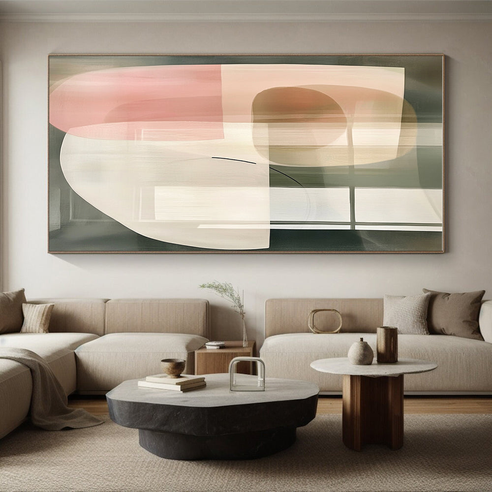 Transparent Shapes Abstract Painting with Subtle Lines GER746