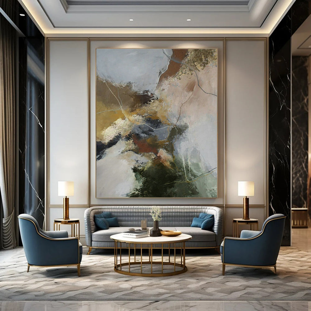 Oversized Tailored Hand-Painted Abstract Mural for Bedroom & Office DLZ1011