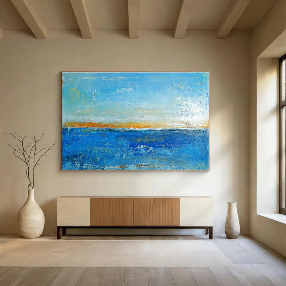 Large abstract painting inspired by Turner Kandinsky and Richard Schmid blending vibrant colors and dynamic forms for a captivating wall statement.SC034