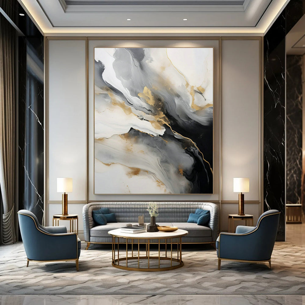 Stupendous Hand - Painted Abstract Canvases for Dining Room Double - Height Walls & Office Atrium Spaces DLZ0729