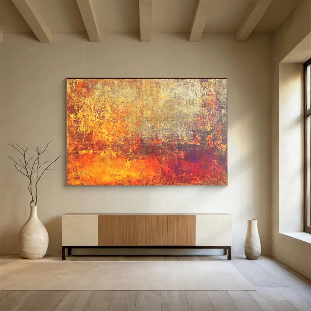 Orange Yellow Purple - Warm Abstract Painting DYP024