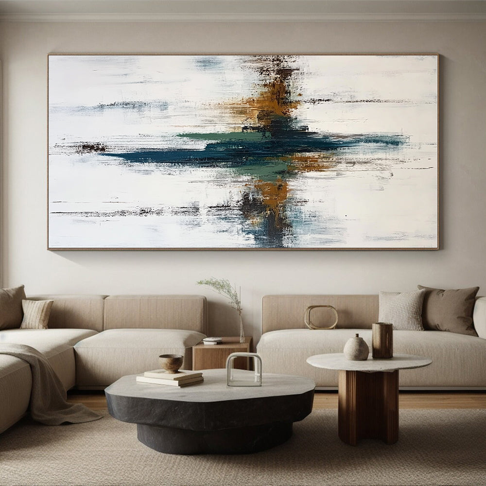 Teal Brown Abstract Painting with Subtle Gradients GER498