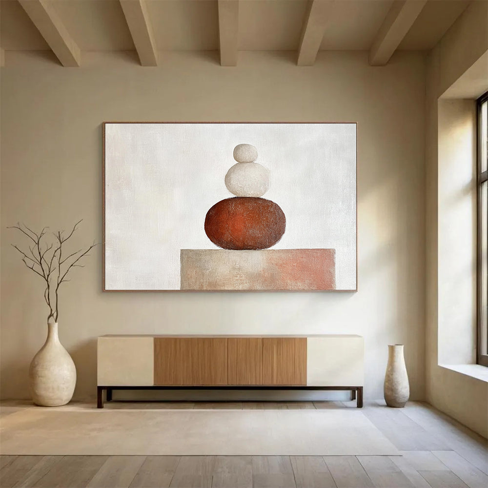 Earth - Toned Stacked Stones Abstract Painting DYP088