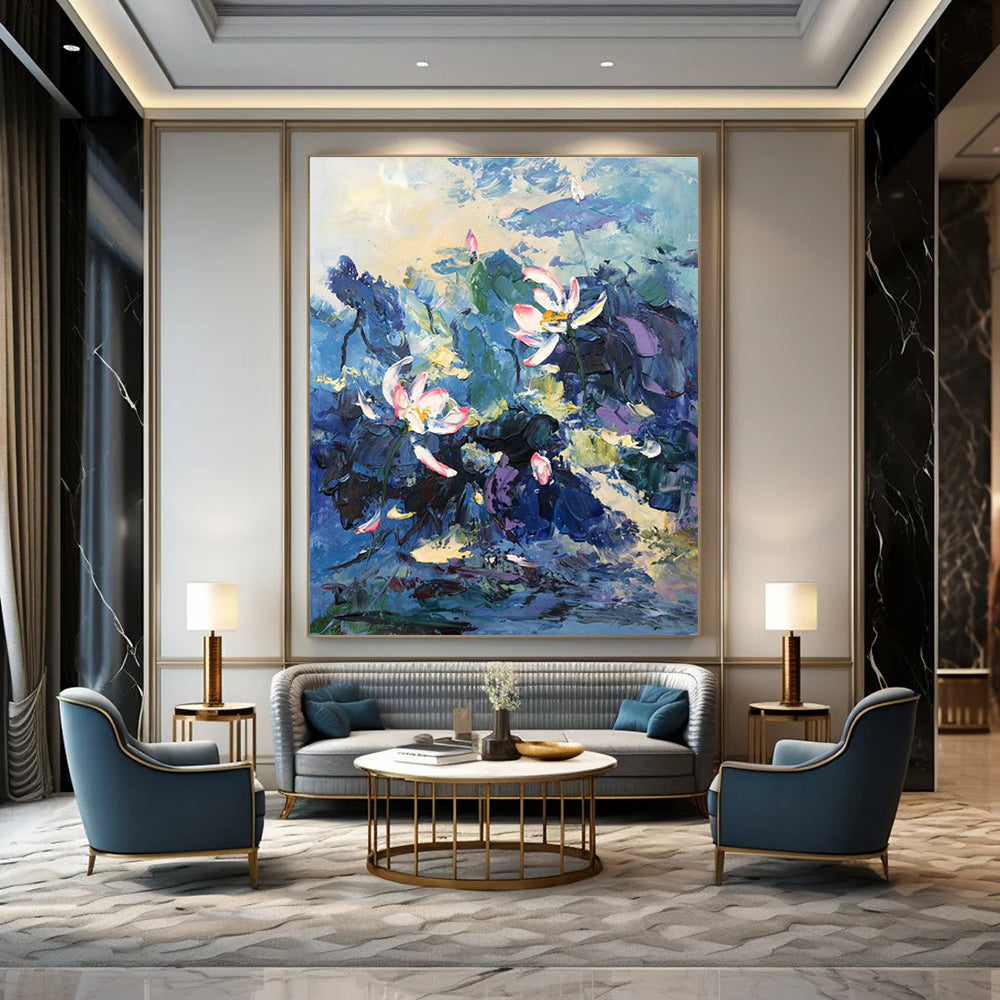 Extra-Large Hand-Painted Abstract Canvas for Cottage Bedroom & Living Room DLZ1305