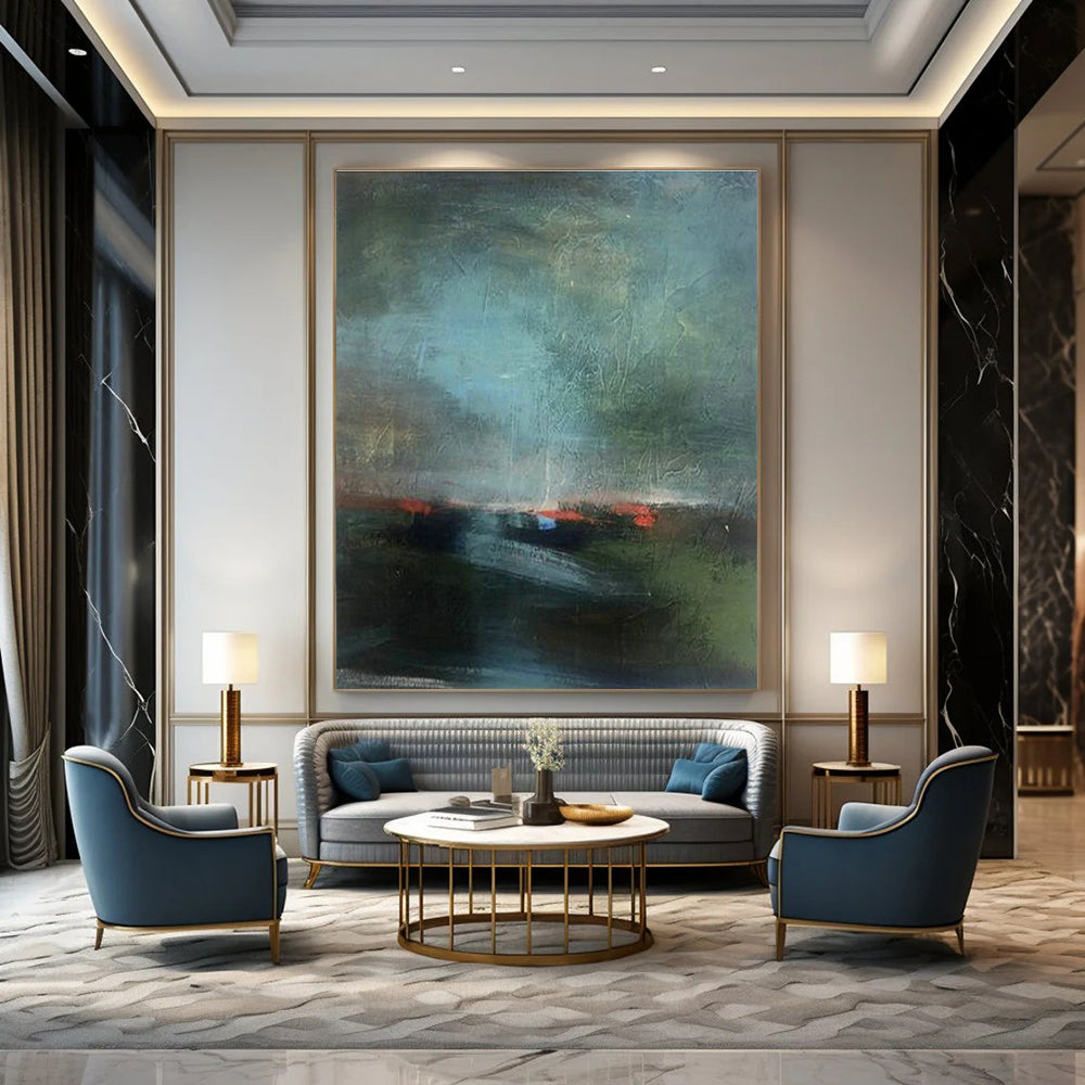 Custom - Themed Handmade Abstract Canvas for Cottage Office & Hallway DLZ1415