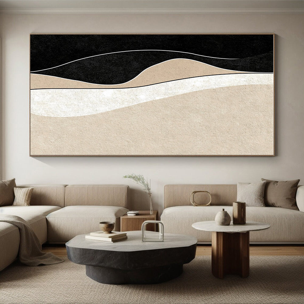 Curved Line Abstract Painting with Neutral Tones GER098
