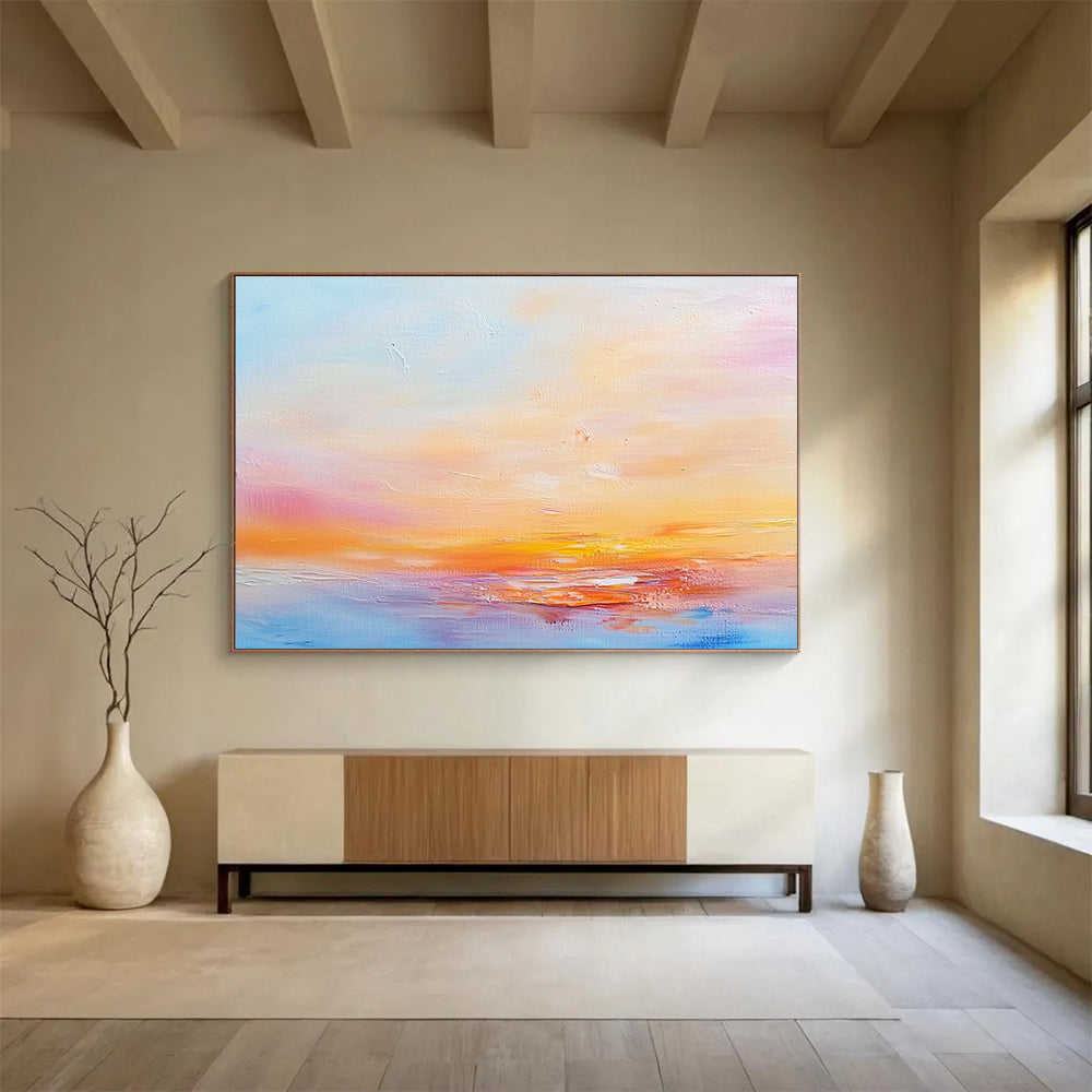 Soft Sunset Abstract Painting with Pastel Hues DYP440