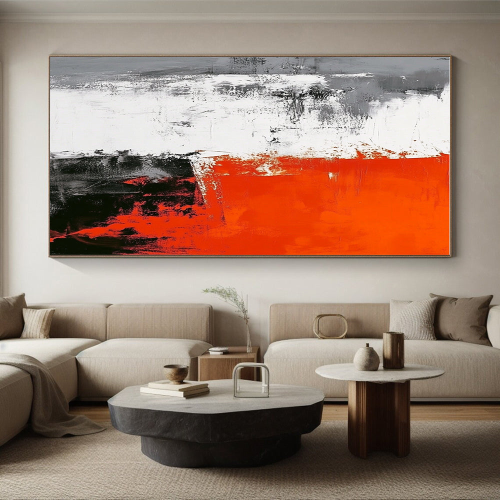 Red and Gray Abstract Painting with Textured Strokes GER450