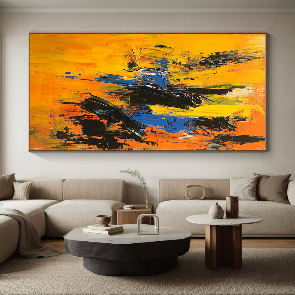 Yellow Blue Abstract Painting with Bold Strokes GER710