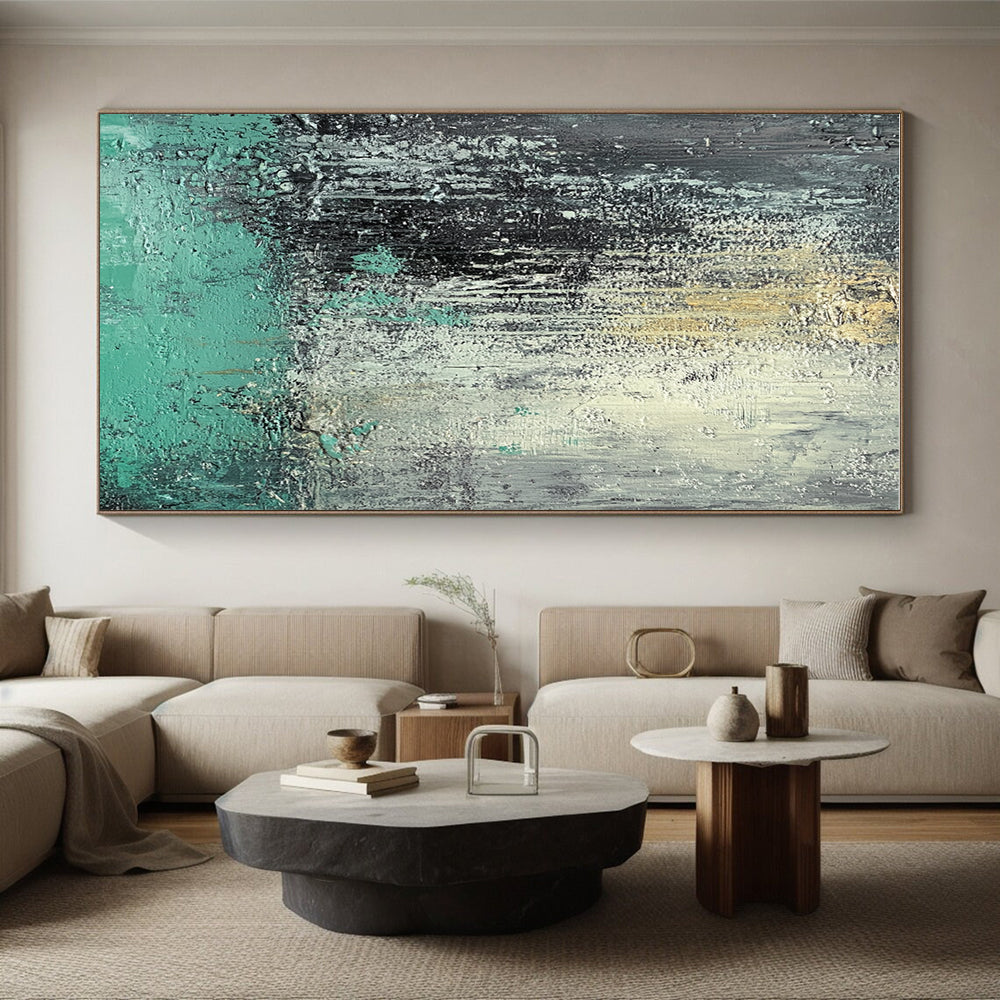 Teal and Orange Abstract with Textured Surfaces GER287