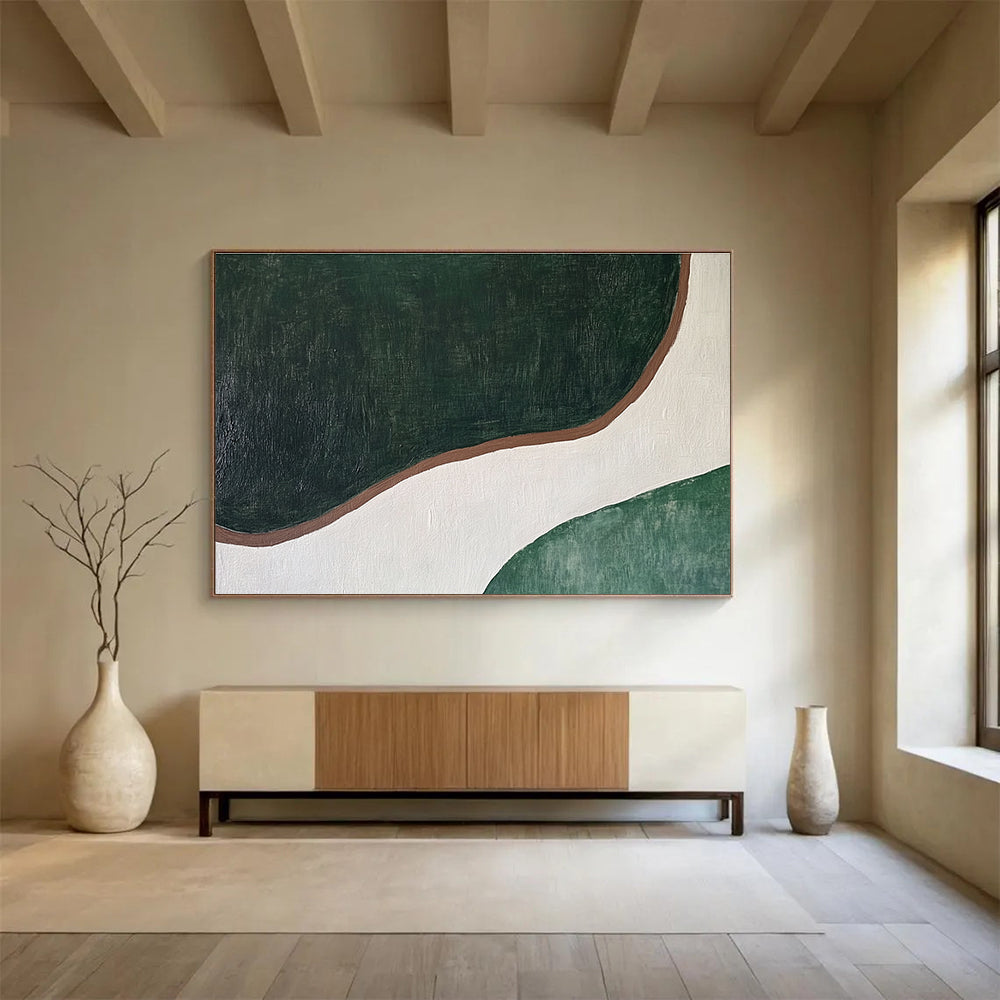 Green and Brown Curved - Shape Abstract Painting DYP123