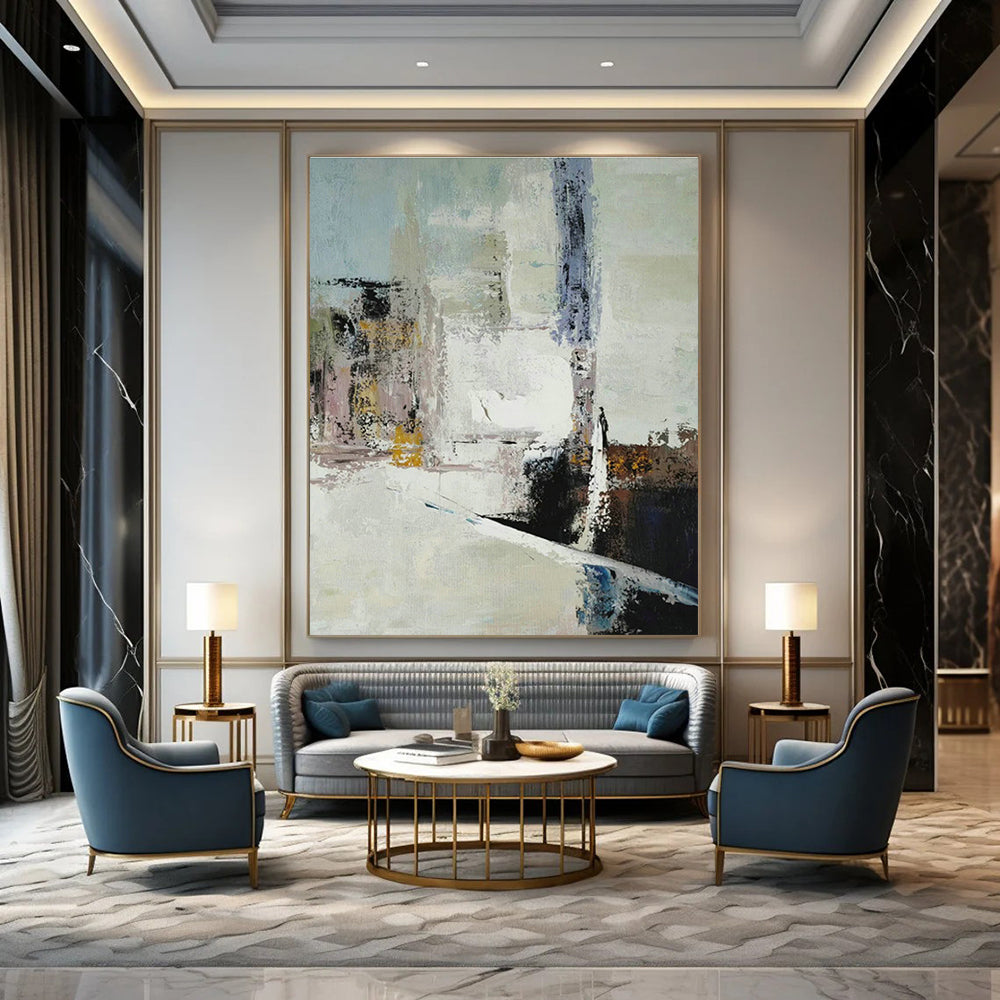 Large - Format Custom Hand - Painted Abstracts for Dining Room and Hallway DLZ0542