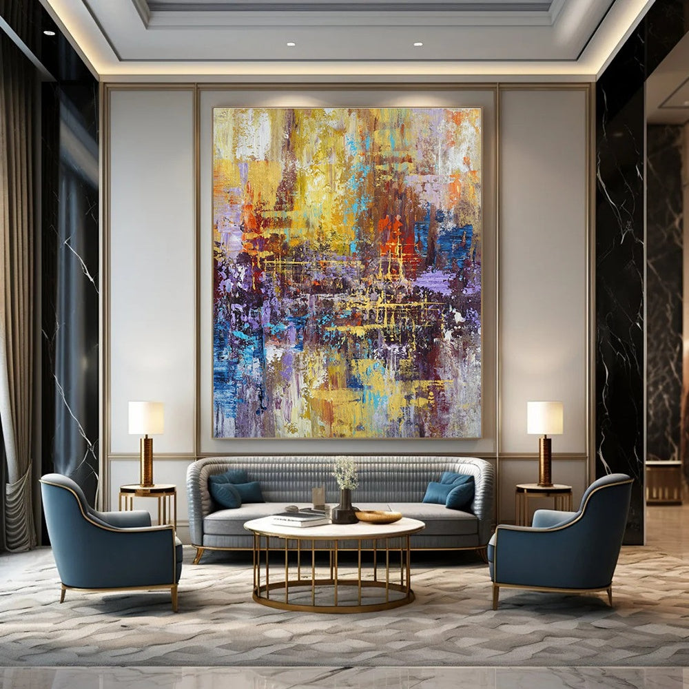 Custom - Made Hand - Painted Abstract Murals for Cottage Office Loft Ceiling Beams & Bedroom Window Seat Storage Box Lids DLZ0865
