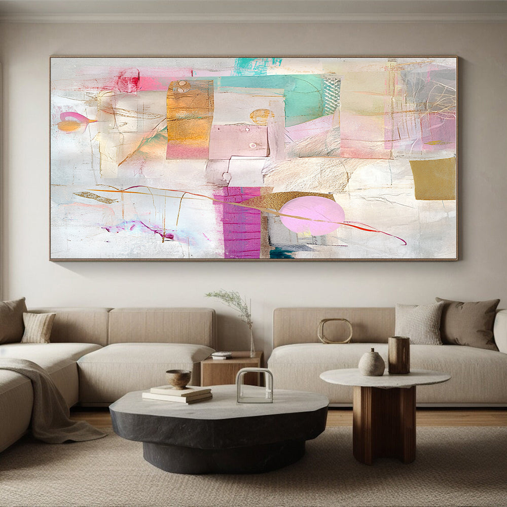 Delicate Mixed Media Abstract Collage with Pastel Tones GER206