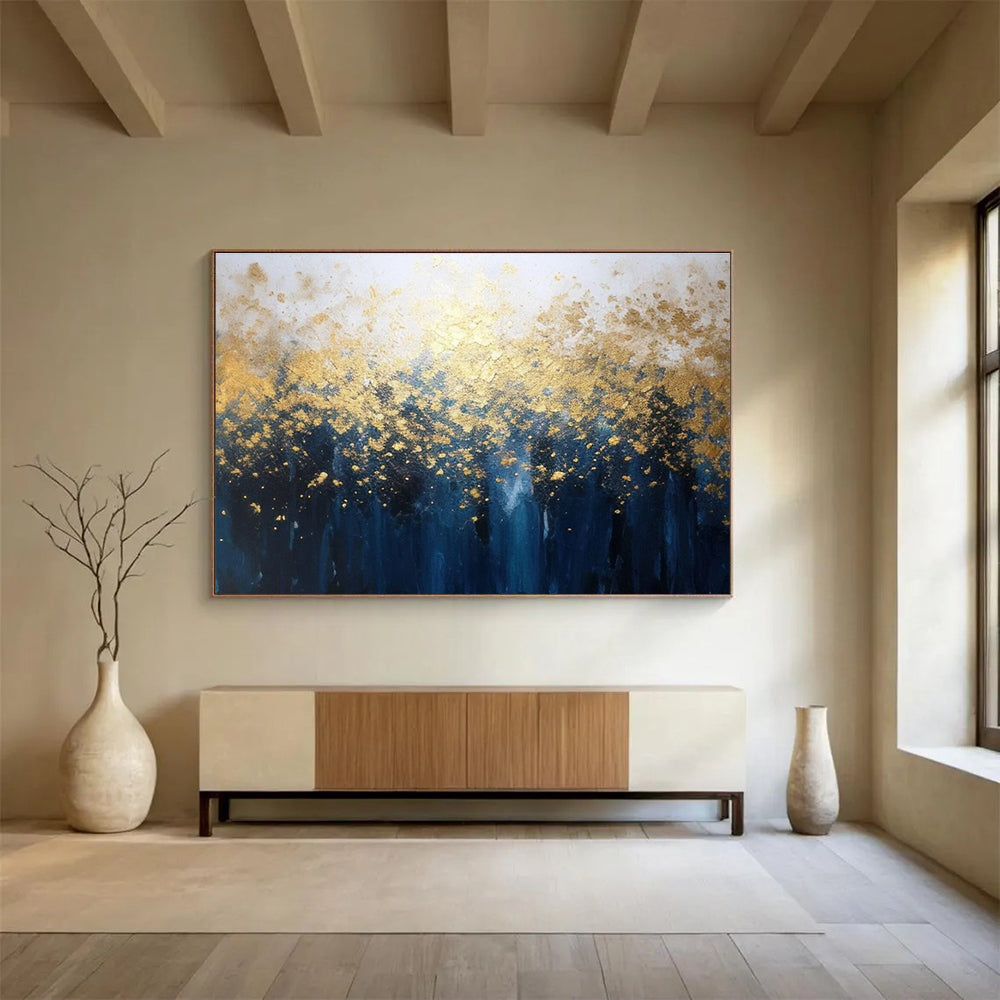 Gold Blue Forest Abstract Painting THY047