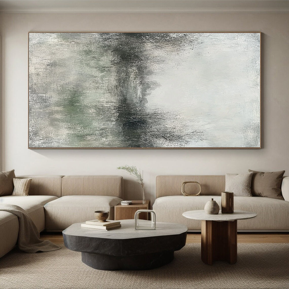 Monochromatic Landscape Abstract Painting with Textured Depths GER162