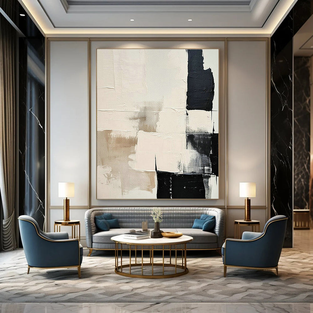 Large Customizable Hand-Painted Abstract Canvas for Living Room Window Seat Bay and Bedroom Nightstand Wall DLZ1875