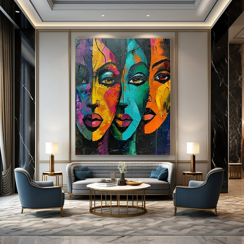 Original Hand-Painted Abstract Painting for Living Room Curio Cabinet Wall & Bedroom Hat Display Niche DLZ1740