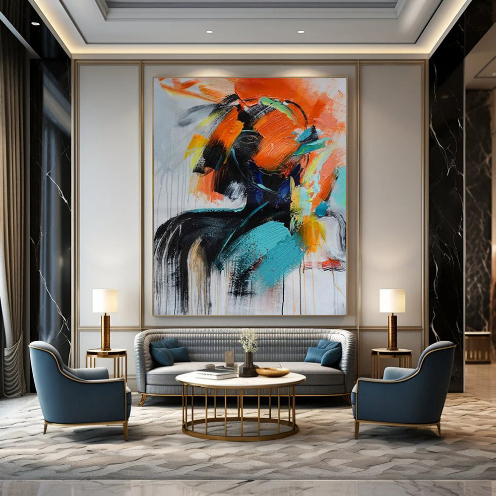 Colorful Abstract Portrait Painting with Expressive Brushstrokes ADGE410
