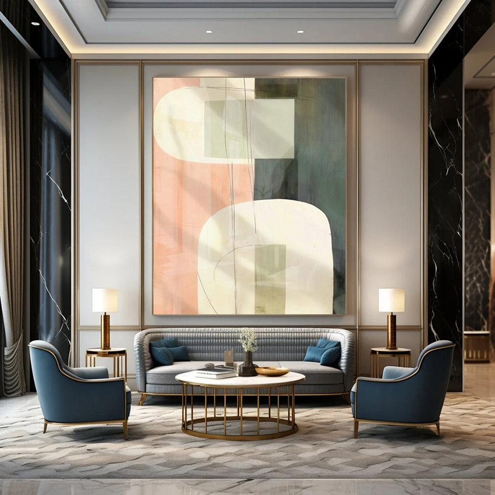 Oversized Custom Hand-Painted Abstract Art for Cottage Hallway Umbrella Stand Wall and Office Printer Station Wall DLZ1947