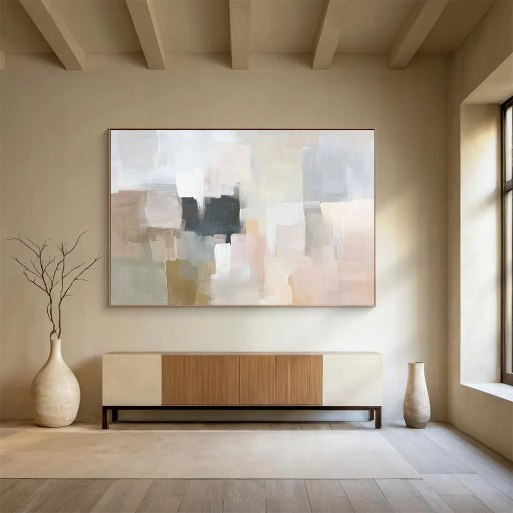 Soft Color Blocks Abstract Painting with Muted Tones DYP220