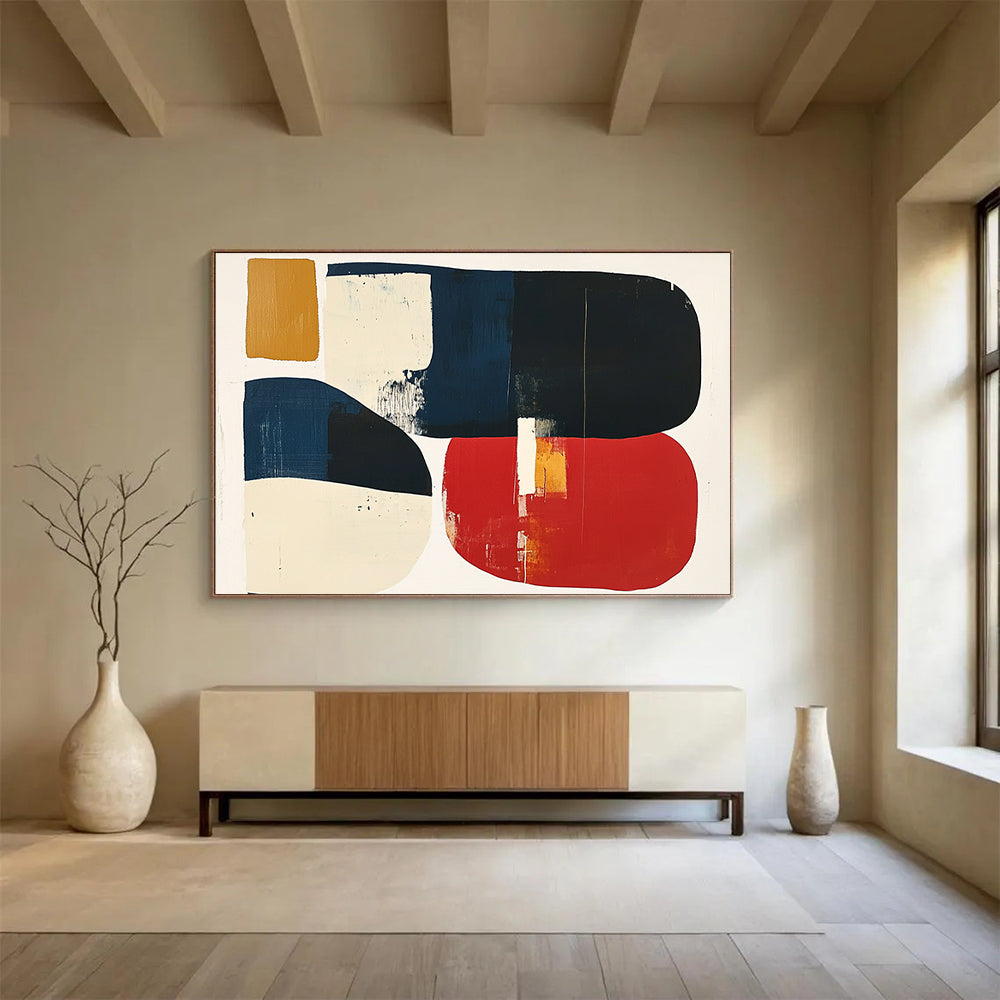 Color - Blocked Rounded Shapes Abstract Painting DYP082