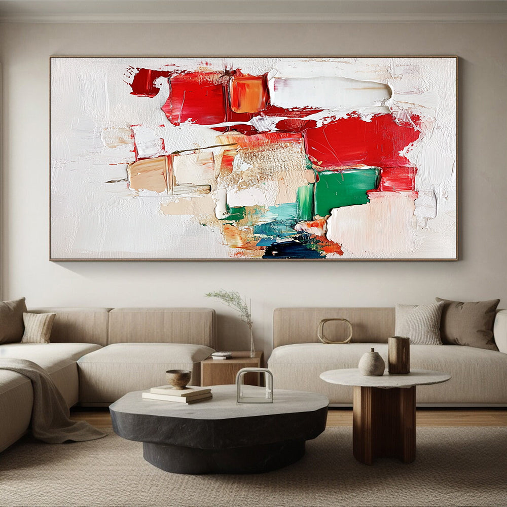 Colorful Patchwork Abstract Painting with Thick Impasto GER589
