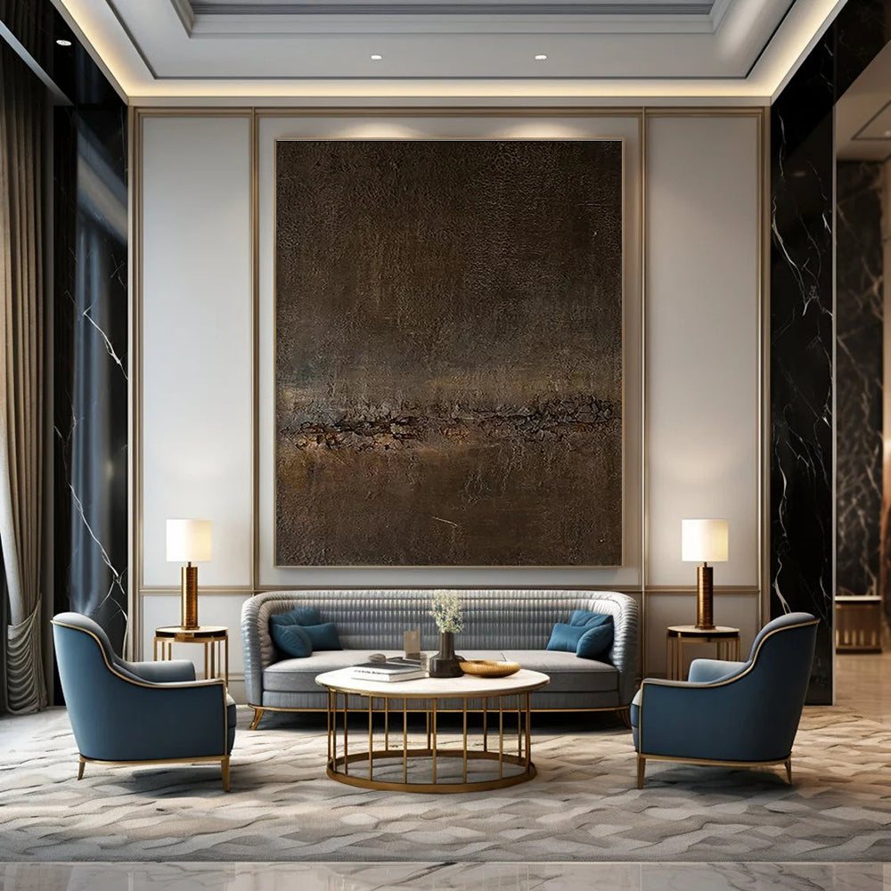 Dark - textured Mysterious Abstract Painting for Dramatic Spaces ADGE057