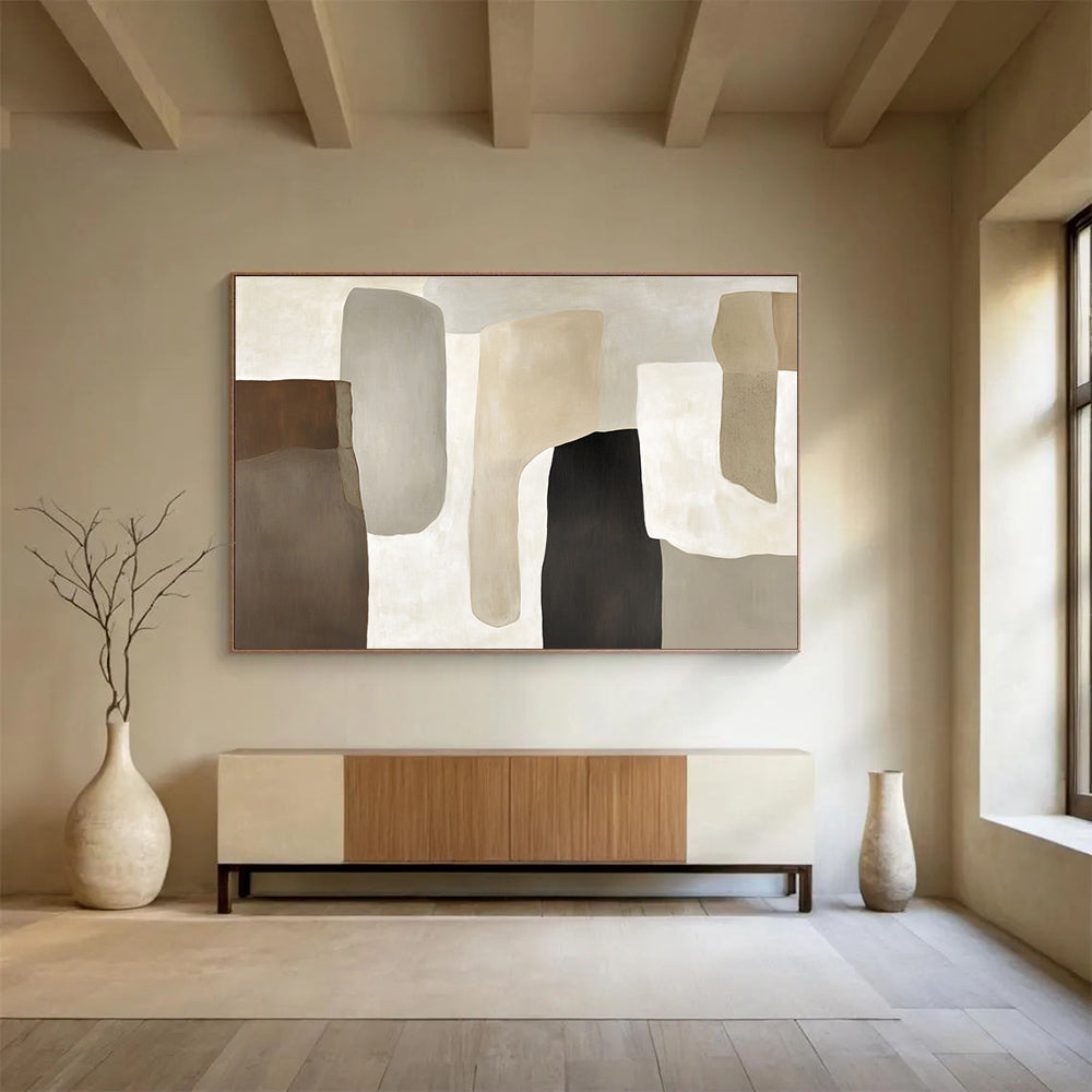 Neutral Geometric Abstract Painting with Earthy Tones DYP439