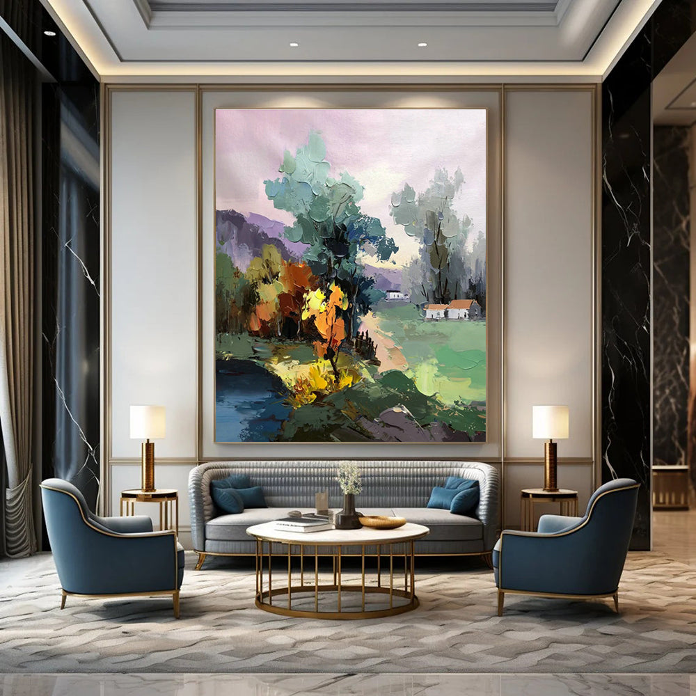 Large Handmade Abstract Canvas for Cottage Living Room & Bedroom DLZ1296