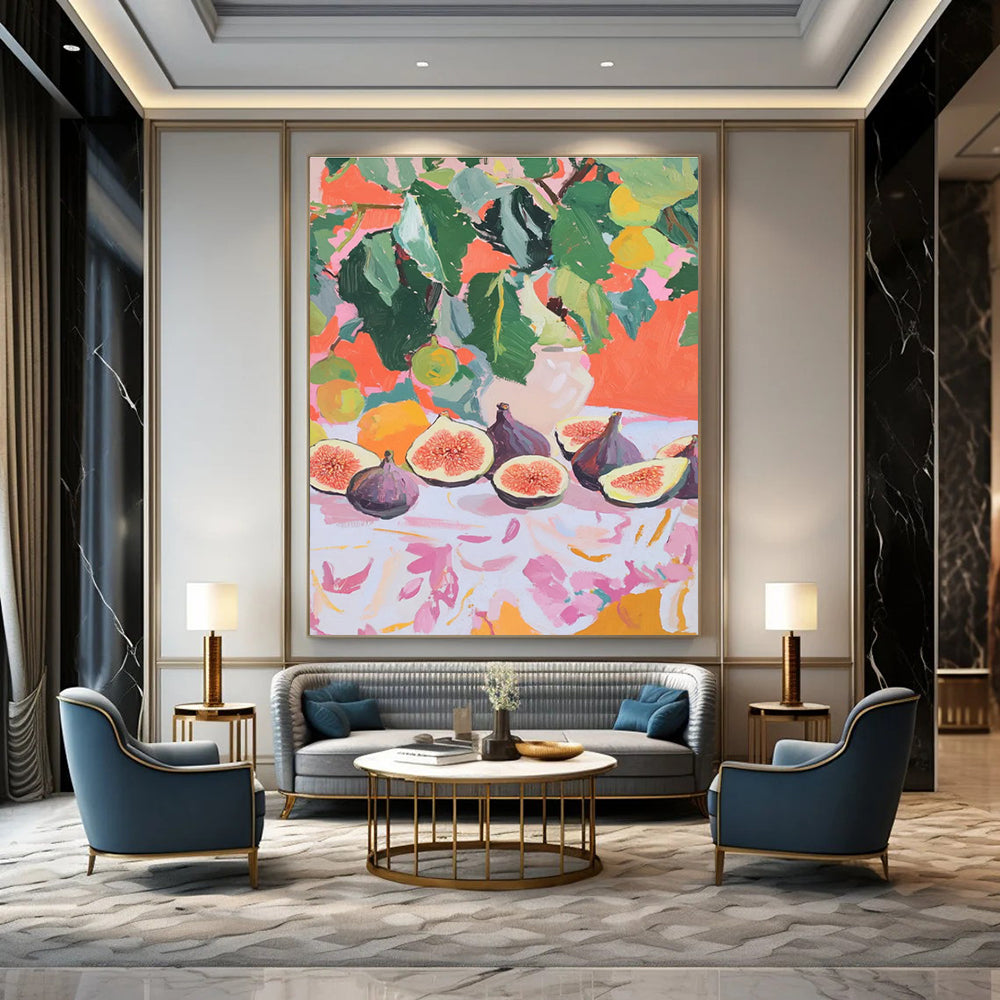Fig Still Life Abstract Painting with Bright Background ADGE437