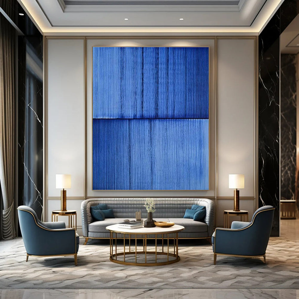 Blue Textured Minimalist Abstract Painting ADGE407