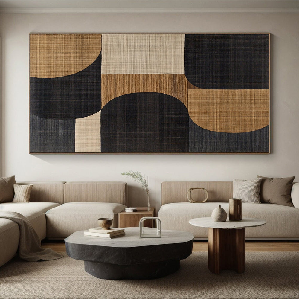 Black Brown Geometric Rug Abstract Painting GER841