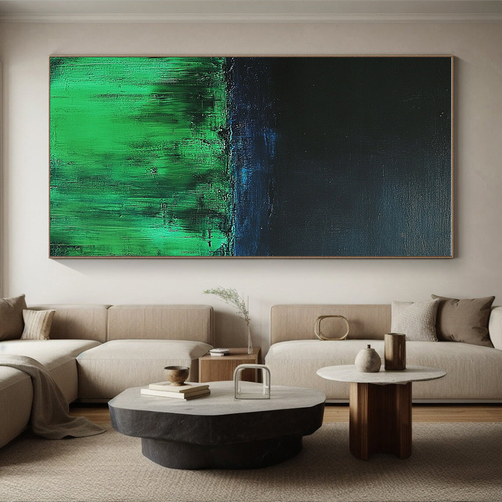 Green and Black Landscape Abstract Painting with Bold Textures GER116
