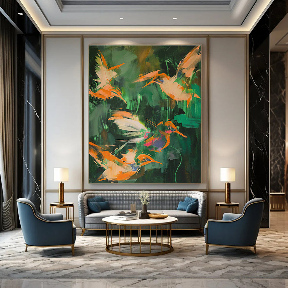 Oversized Hand - Painted Abstract Murals for Living Room Feature Walls & Office Branding Areas DLZ0681