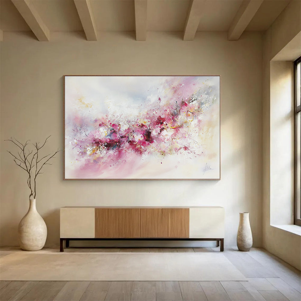 Soft Pink Floral Abstract Painting with Delicate Hues DYP350