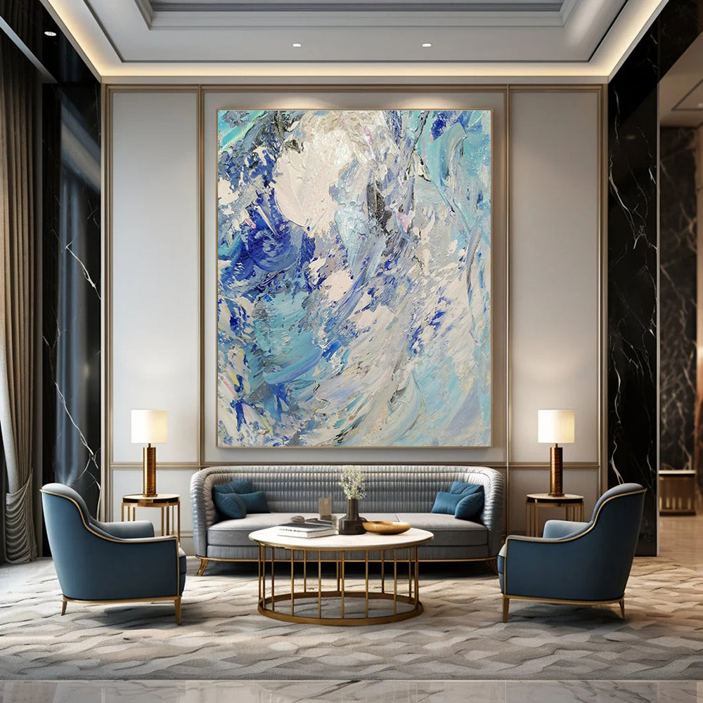 Oversized Hand-Painted Abstract Painting for Dining Room & Entryway DLZ1295