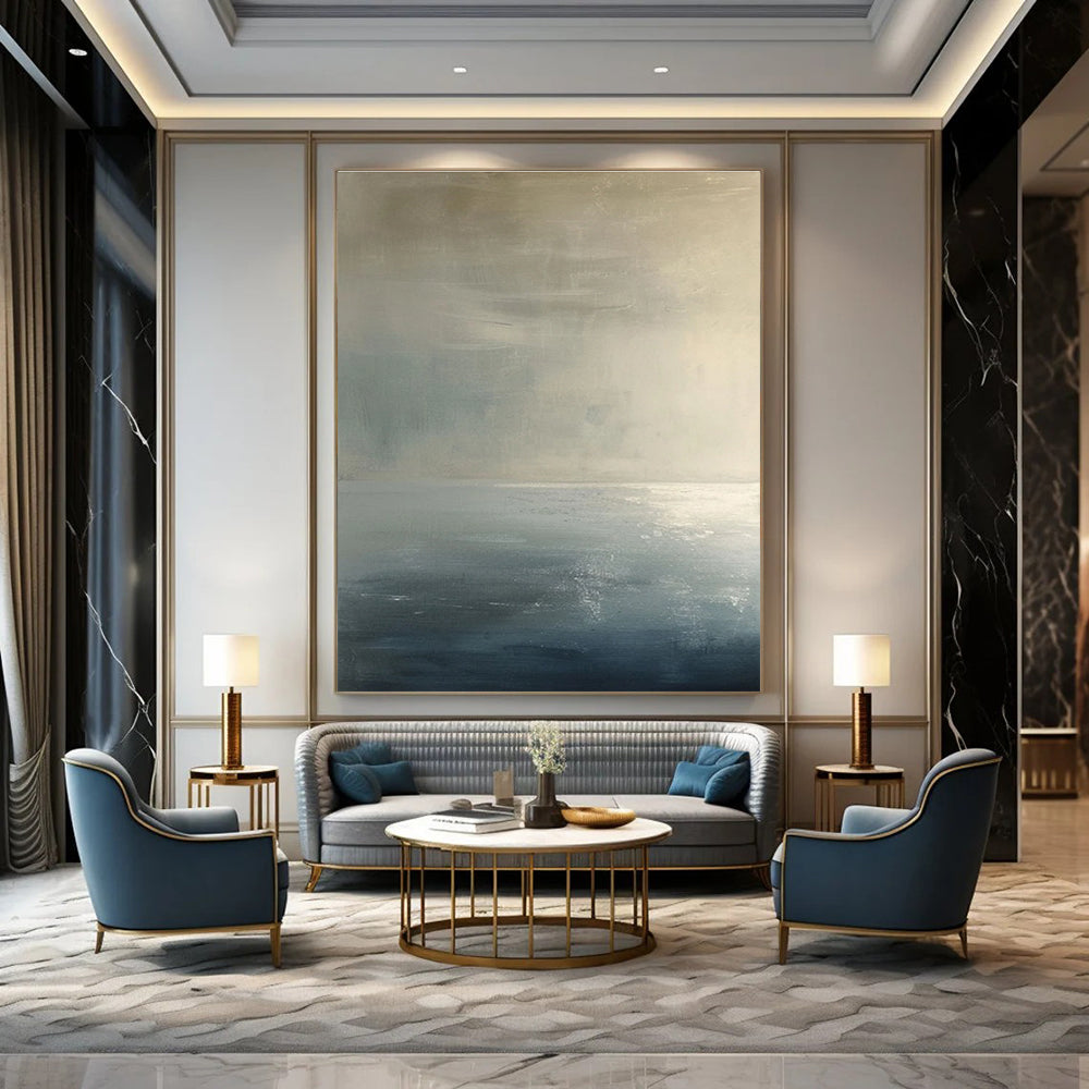 Subtle Light - toned Abstract Painting with Gray and Beige ADGE299