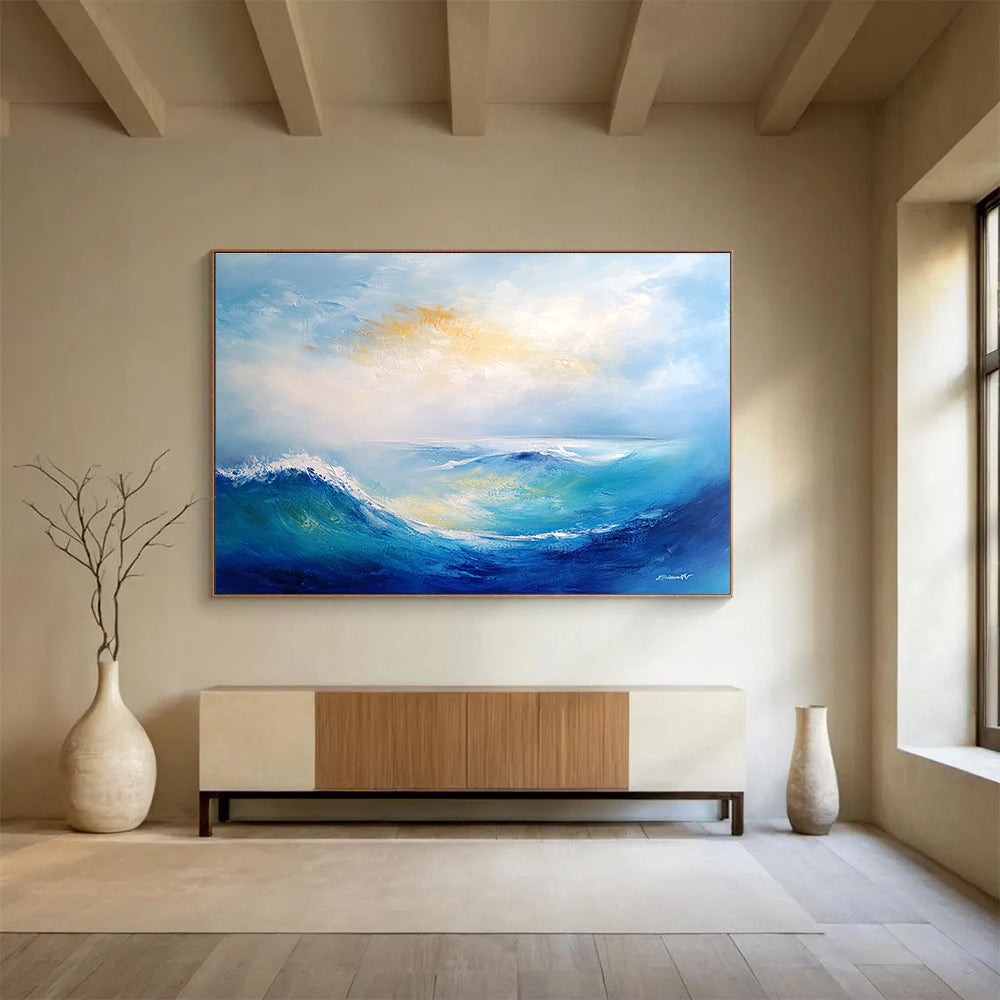 Blue Wave Abstract Painting with Light and Color DYP279