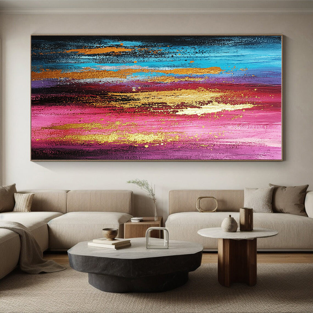 Pink Purple Abstract Painting with Gold Details GER719