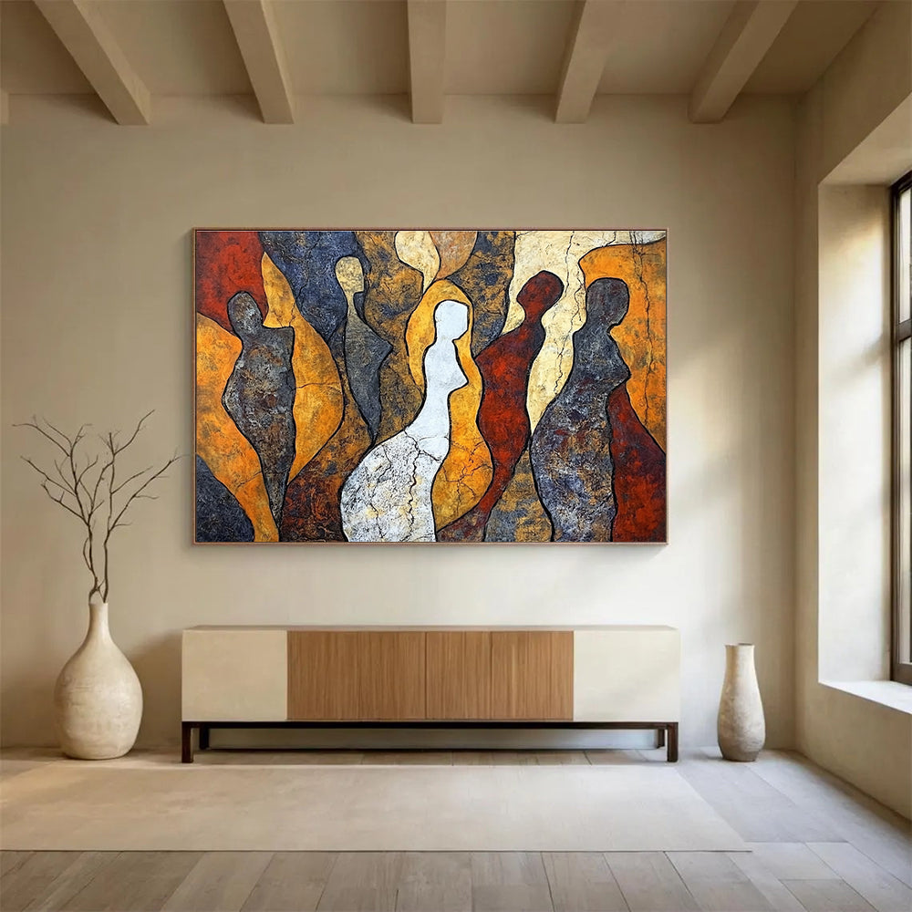 Figure - Silhouette Abstract Painting with Earthy Tones DYP112