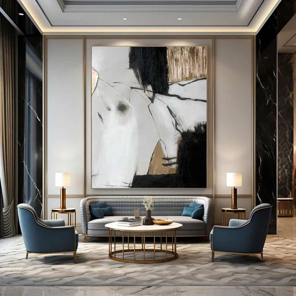 Handmade Abstract Canvas for Cottage Living Room Mantel Shelf Backdrop & Hallway Picture Ledge DLZ0394